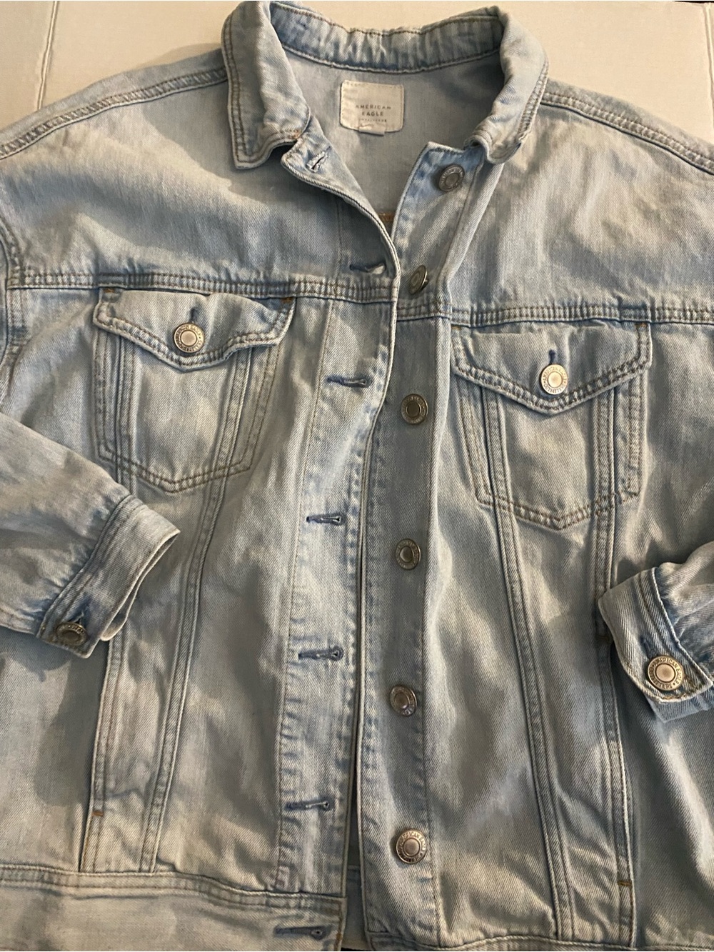 American Eagle Outfitters Light Wash Denim Trucker Jacket